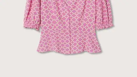 Blusa manga abullonada estampada, de Mango