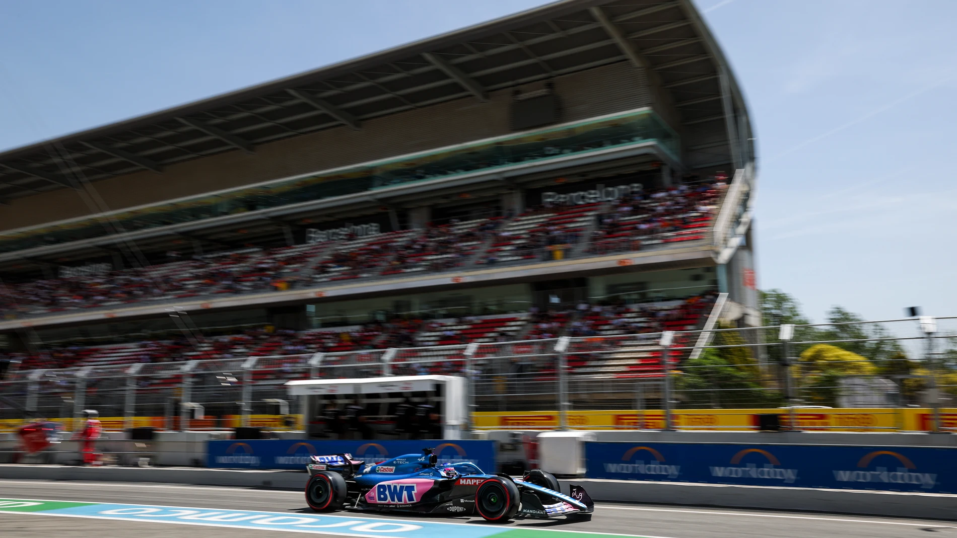 14 ALONSO Fernando (spa), Alpine F1 Team A522, action during the Formula 1 Pirelli Grand Premio de Espana 2022, 6th round of the 2022 FIA Formula One World Championship, on the Circuit de Barcelona-Catalunya, from May 20 to 22, 2022 in Montmelo, Spain - Photo Florent Gooden / DPPI AFP7 21/05/2022 ONLY FOR USE IN SPAIN