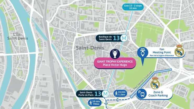 Mapa de la ubicación de la &quot;Fan Zone&quot; del Real Madrid