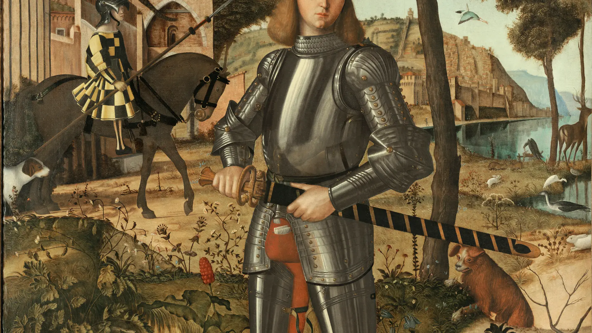 JOVEN CABALLERO EN UN PAISAJE (hacia 1505), de Vittore Carpaccio. Así la versionó @patricitabonita