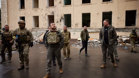 El presidente ucraniano, Volodimir Zelenski, hoy durante su visita a Jarkiv