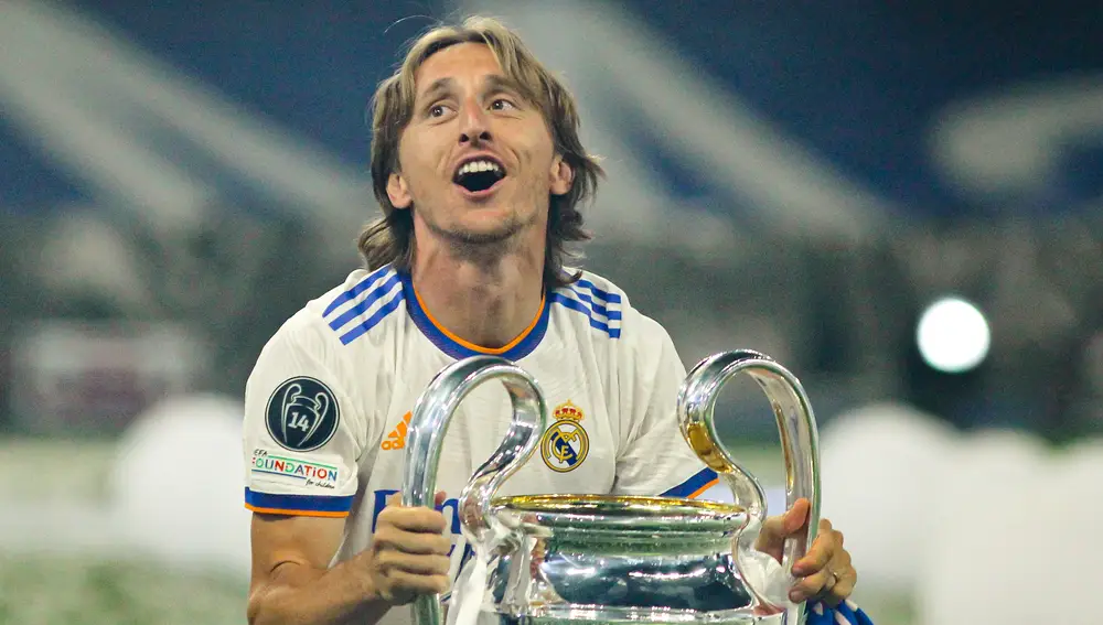Luka Modric durante la celebración de la Champions