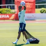 Ansu Fati, durante un entrenamiento de la selección