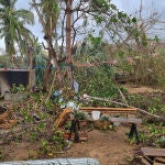 Vista de una vivienda afectada debido al paso del ciclón Agatha, en la comunidad de Mazunte, en el estado de Oaxaca (México).