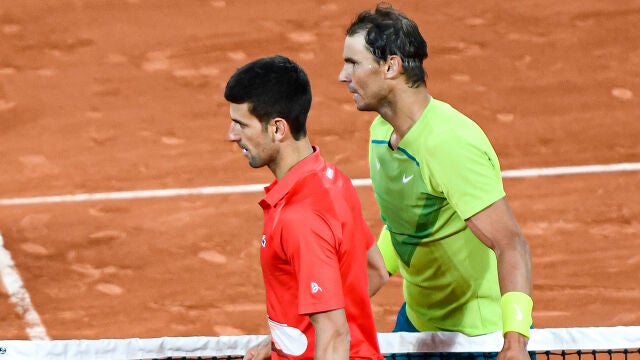 Rafa Nadal y Novak Djokovic en Roland Garros.