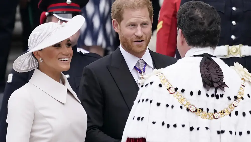 El príncipe Harry y Meghan Markle, en la Misa de Acción de Gracias celebrada en Londres en honor a la Reina Isabel II