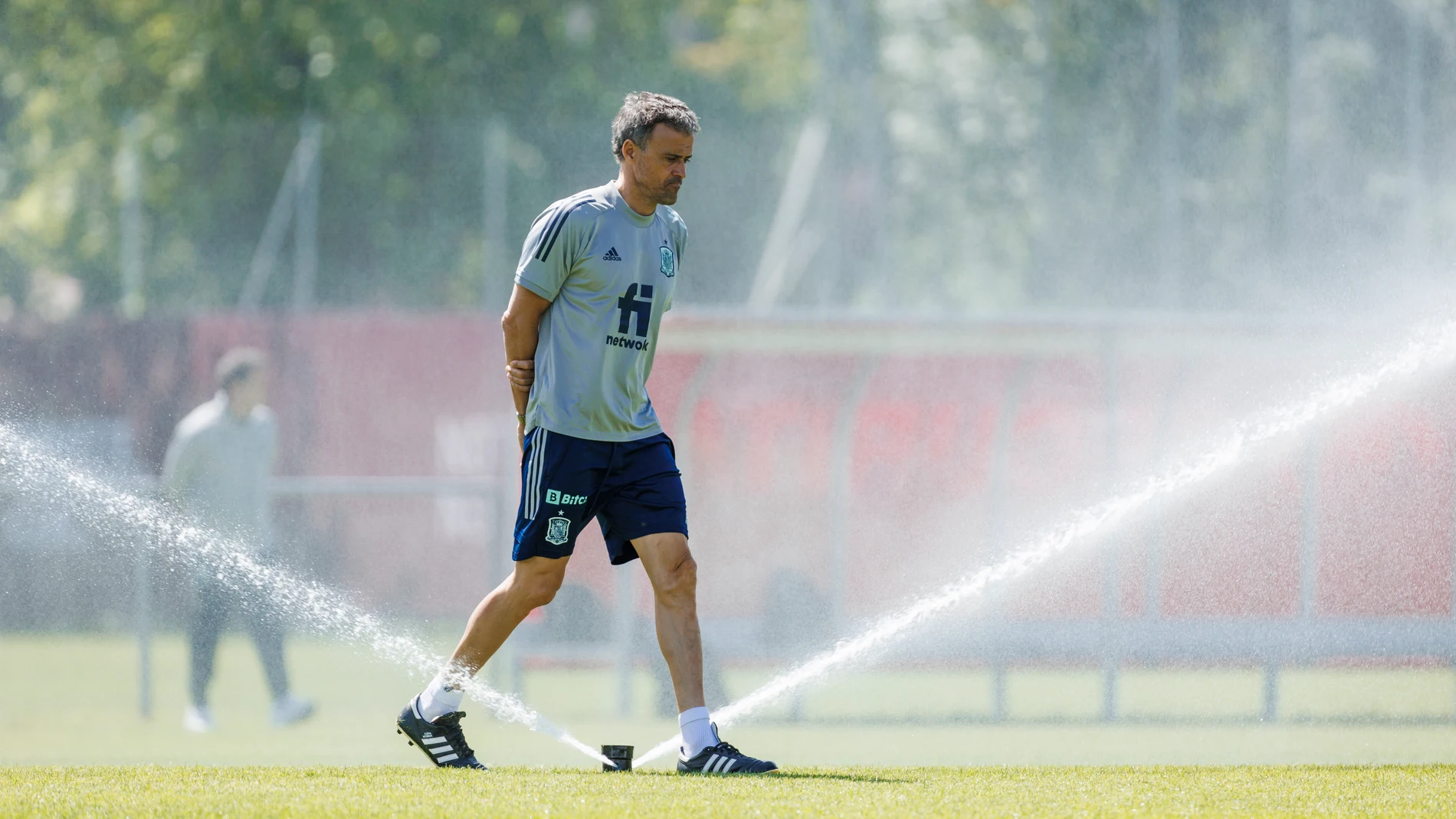 Luis Enrique, durante un entrenamiento de la selección