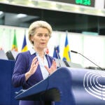 La presidenta de la Comisión Europea, Ursula von der Leyen, en el Pleno de la Eurocámara en Estrasburgo
