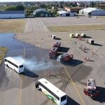 Simulacro de accidente aéreo en el Aeródromo Militar de León