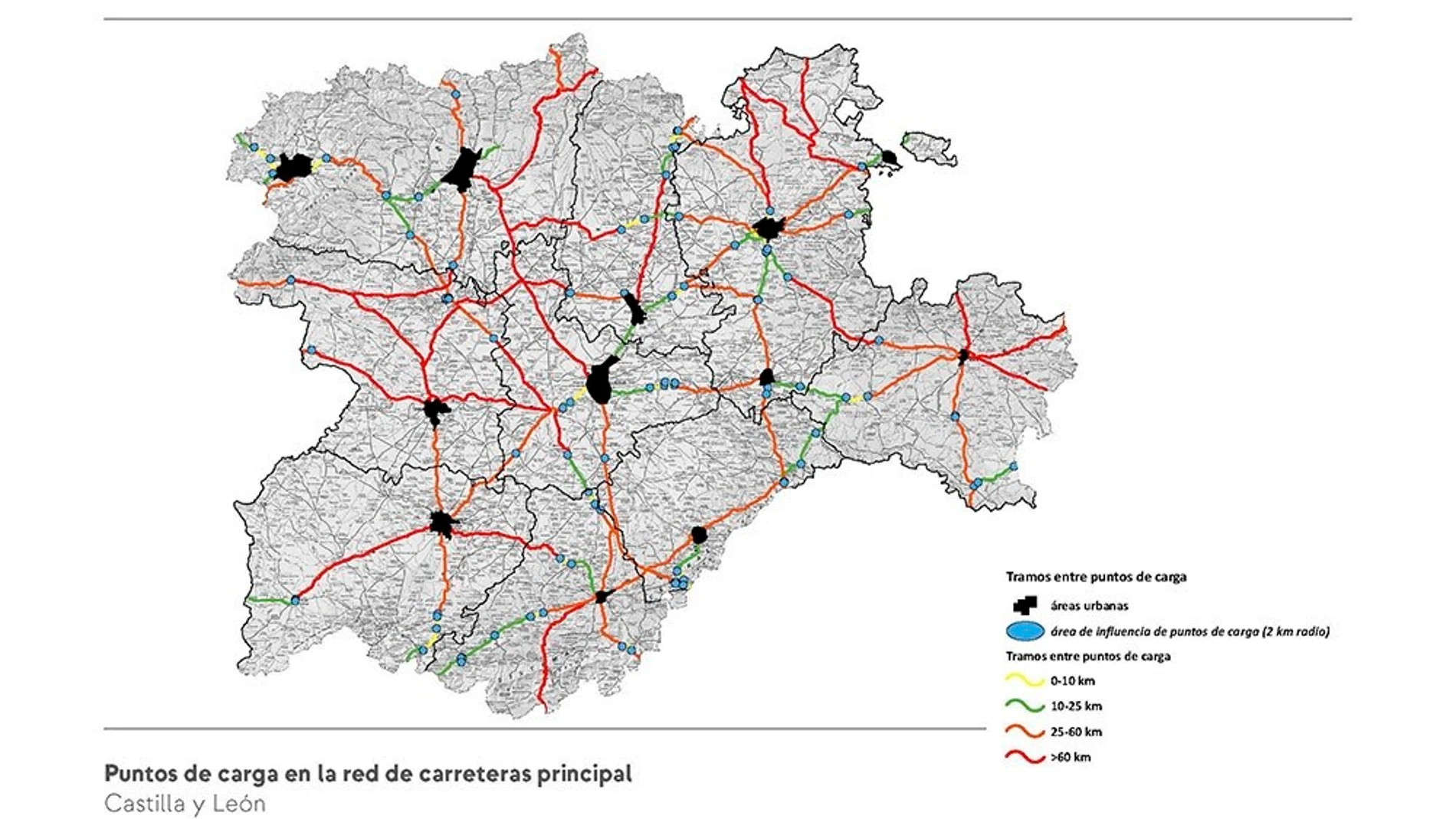 Distribución puntos de recarga en Castilla y León
