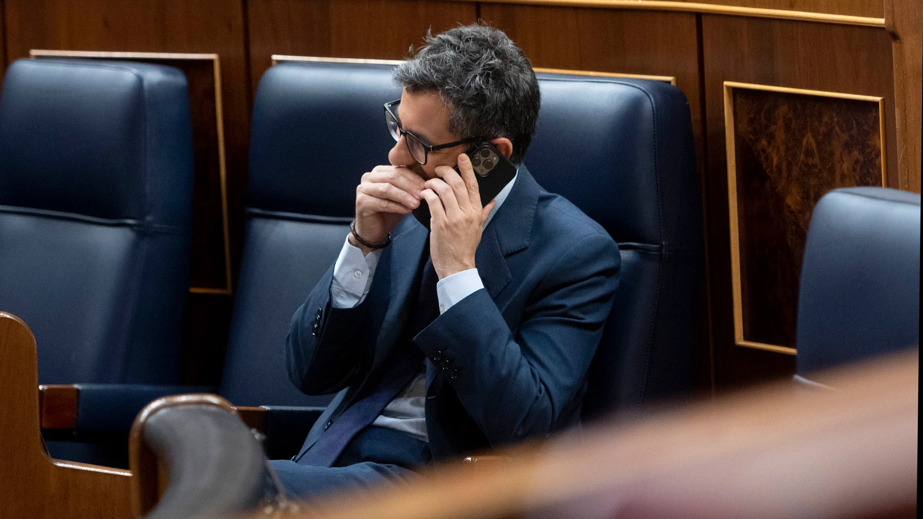El ministro de la Presidencia, Relaciones con las Cortes y Memoria Democrática, Félix Bolaños, durante una sesión plenaria en el Congreso de los Diputados, a 9 de junio de 2022, en Madrid