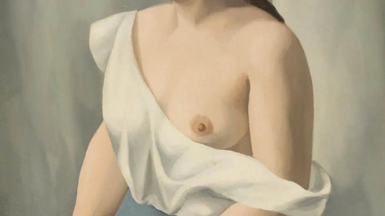 Santiago Pelegrín, Mujer con huevos, 1929. Óleo sobre lienzo, 84 x 63 cm. Museo de Zaragoza © Santiago Pelegrín, VEGAP, Málaga, 2022