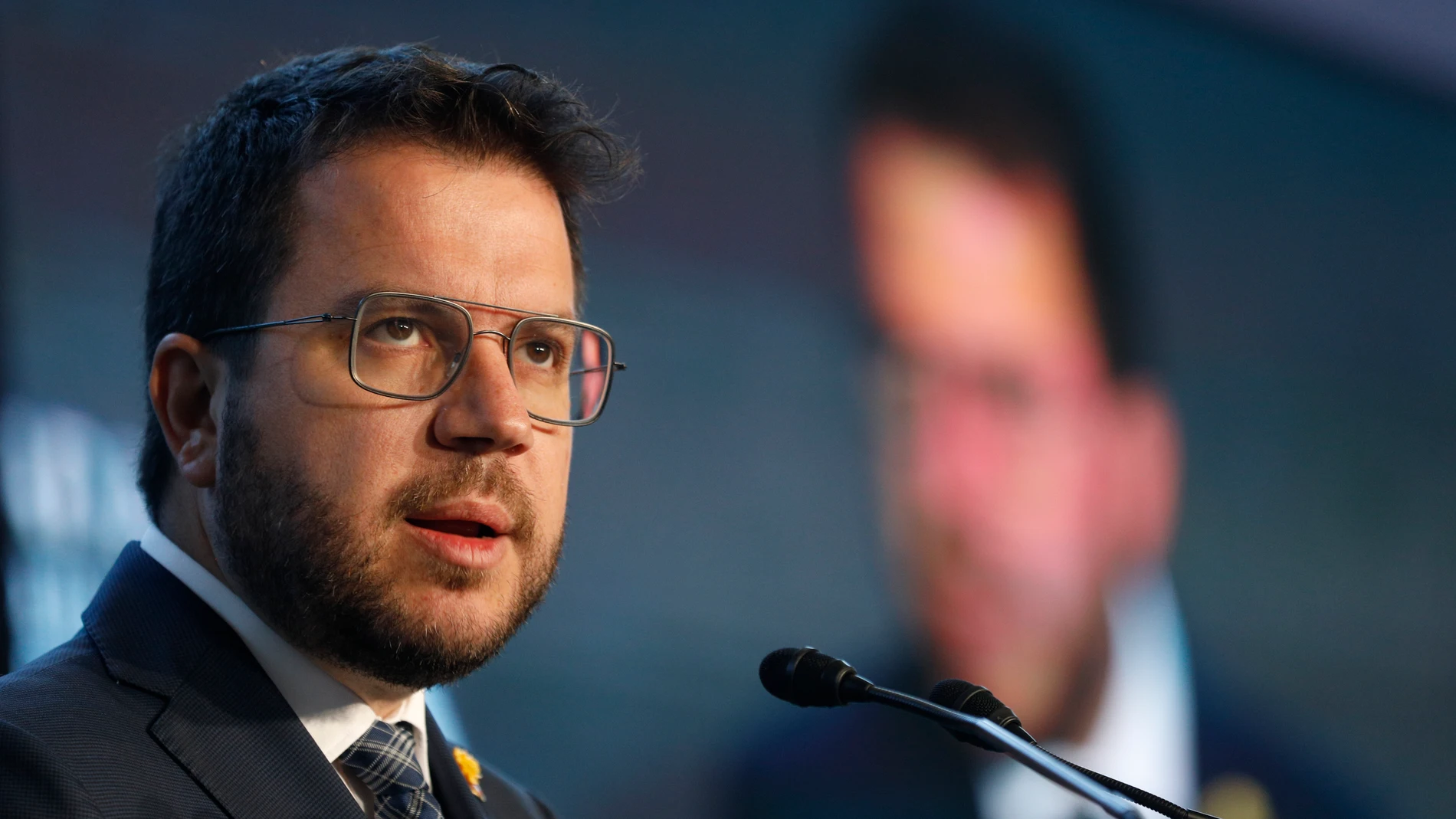 El presidente de la Generalitat, Pere Aragonès, durante el acto de inauguración de la Trobada Empresarial al Pirineu.