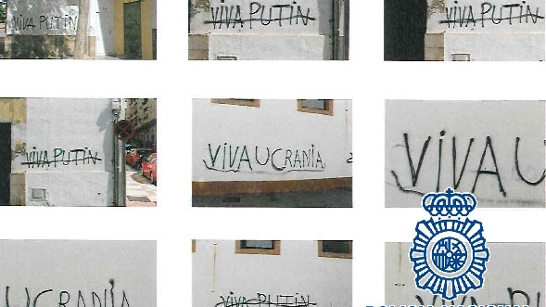Algunas de las pintadas en Málaga. POLICÍA NACIONAL MÁLAGA