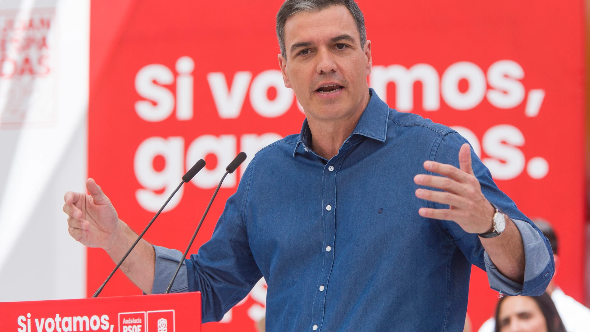 Pedro Sánchez en la campaña electoral en Andalucía