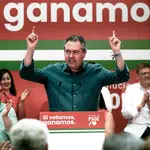 El candidato por el PSOE a las generales en Andalucía, Juan Espadas, durante un acto de campaña en Córdoba