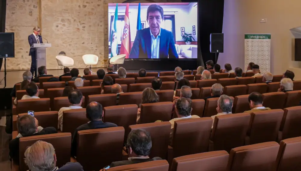 El vicepresidente de la Junta de Andalucía, Juan Marín, durante su intervención en el encuentro