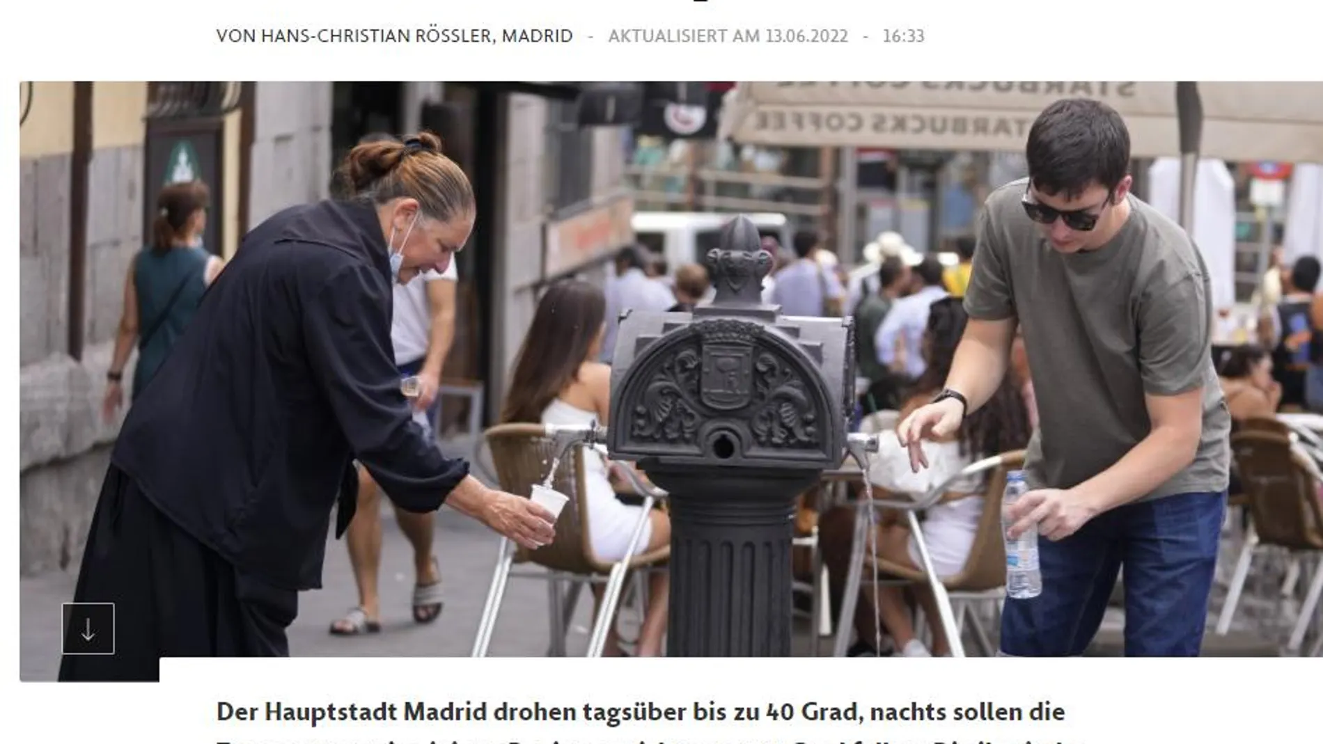 Información del periódico alemán Frankfurter Allegemine sobre la ola de calor en España