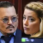 Johnny Depp y Amber Heard, durante el juicio por difamación. (AP Photos/Steve Helber, Pool)