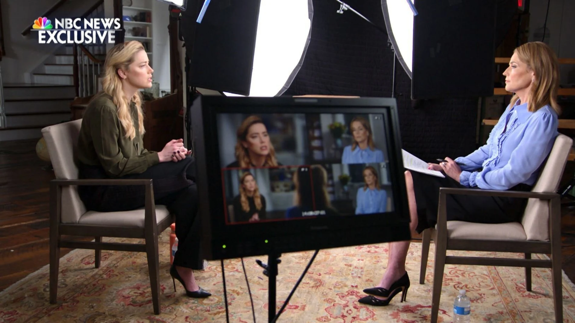 Amber Heard, durante su entrevista con Savannah Guthrie. AP