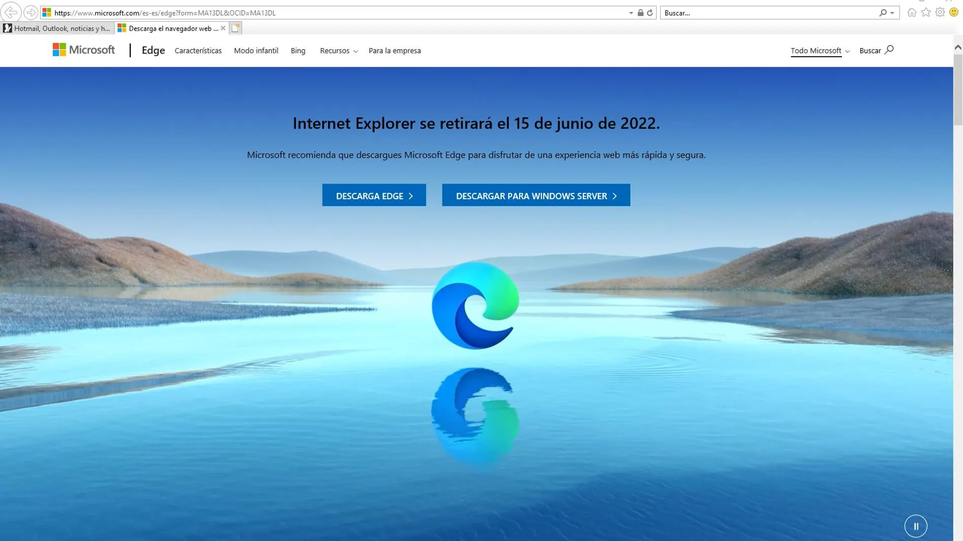 Internet Explorer se despide recomendando a su sucesor, Edge.