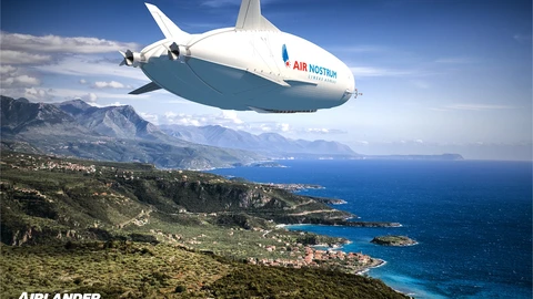 Recreación de un Airlander 10 con la librea de Air Nostrum