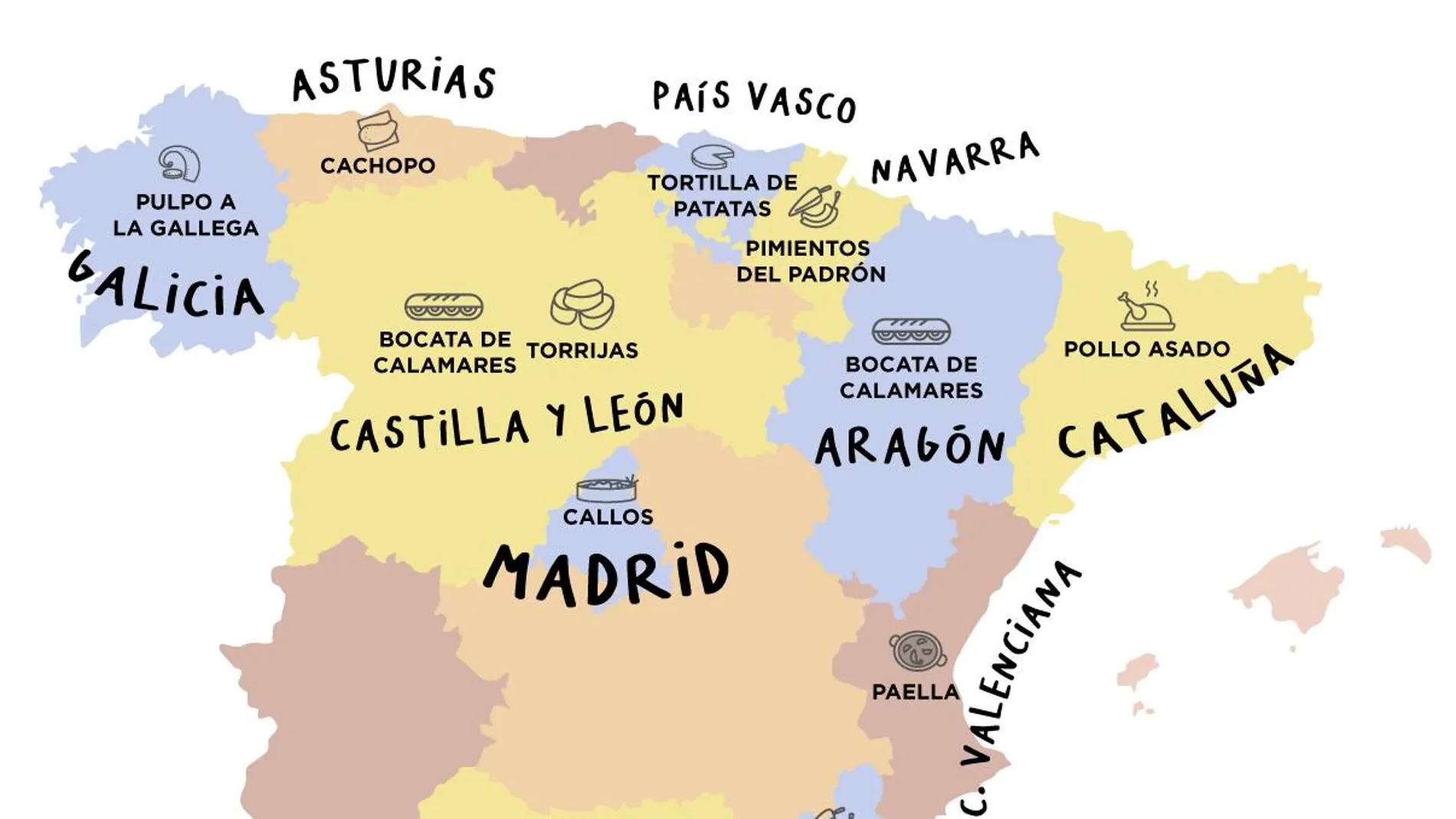 Mapa de los pedios a domicilio más demandados en España