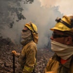 Bomberos trabajan en la extinción del incendio en la Sierra Culebra , a 16 de junio de 2022, en Zamora, Castilla y León