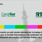 Panel informativo emitido en Canal Sur TV entre las 00.00 y las 07.30 horas este viernes 17 de junio con motivo de la jornada de huelga por la estabilización de su plantilla