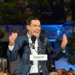 El presidente del PP andaluz y candidato a revalidar la Presidencia de la Junta, Juanma Moreno, comparece en la sede del PP donde ha seguido el resultado de las elecciones andaluza siendo el ganador con 58 escaños a 10 de junio del 2022 en Sevilla (Andalucía, España) 19 JUNIO 2022 Eduardo Briones / Europa Press 19/06/2022