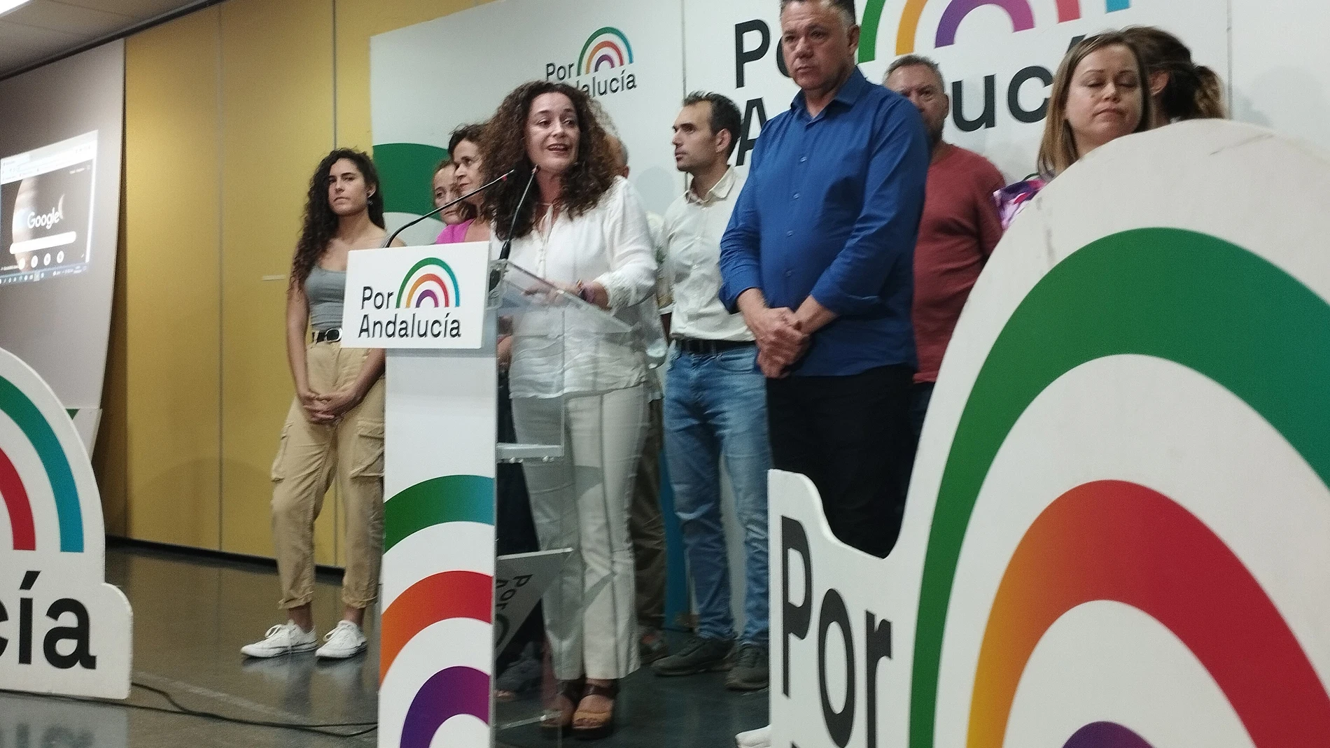 Inmaculada Nieto, en la comparecencia ante la prensa después de conocer los resultados de las elecciones andaluzas