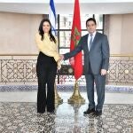La ministra de Interior de Israel, Ayelet Shaked, y el ministro de Exteriores marroquí, Nasser Bourita, en la visita que la primera ha realizado a Rabat días pasados MINISTERIO DE INTERIOR DE ISRAEL 22/06/2022