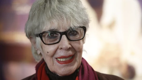 La actriz Concha Velasco durante la presentación de la obra 'La habitación de María' en el Teatro Goya, a 17 de mayo de 2021.