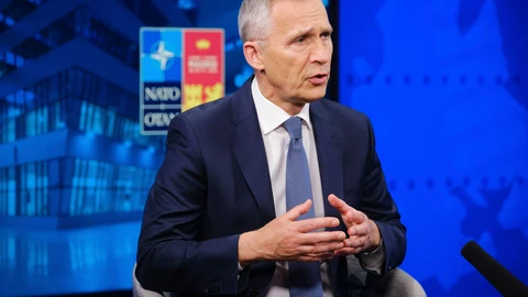 El secretario general de la OTAN, Jens Stoltenberg, durante una entrevista
