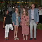 Los Reyes y las Infantas salen del Teatro Canal tras disfrutar de la obra de María Pages a 25 de Junio de 2022 en Madrid (España)