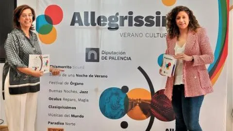 La presidenta de la Diputación de Palencia, Ángeles Armisén, y la diputada Carolina Valbuena presentan "Allegrissimo"