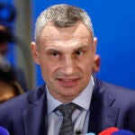 El alcalde de Kyiv, Vitali Klitschko, este martes en las instalaciones de IFEMA, en Madrid, para asistir a la cumbre de la OTAN