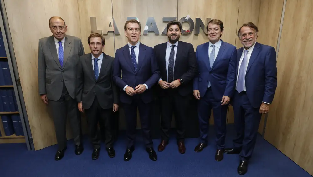 Mauricio Casals, José Luis Martínez-Almeida, Alberto Núñez Feijóo, Fernando López Miras, Alfonso Fernández Mañueco y José Creuheras.