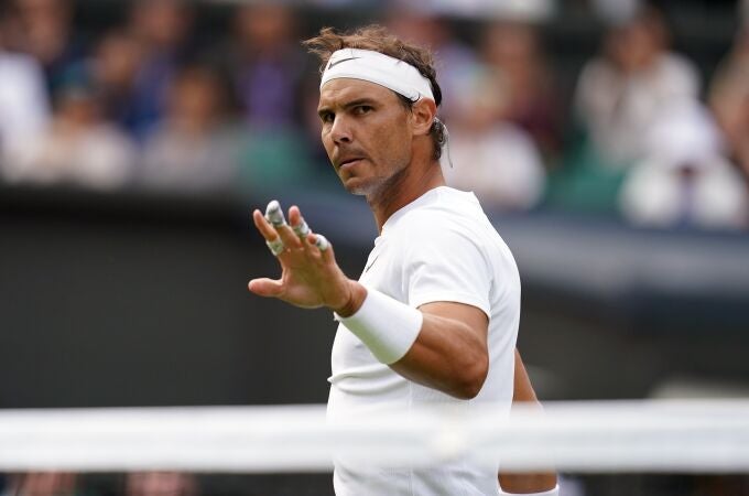 Rafa Nadal, durante su estreno en Wimbledon 2022 contra Cerundolo