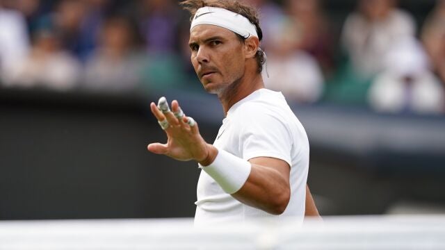 Rafa Nadal, durante su estreno en Wimbledon 2022 contra Cerundolo