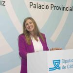 La hasta ahora presidenta de la Diputación de Cádiz, Irene García, este martes durante su rueda de prensa de despedida