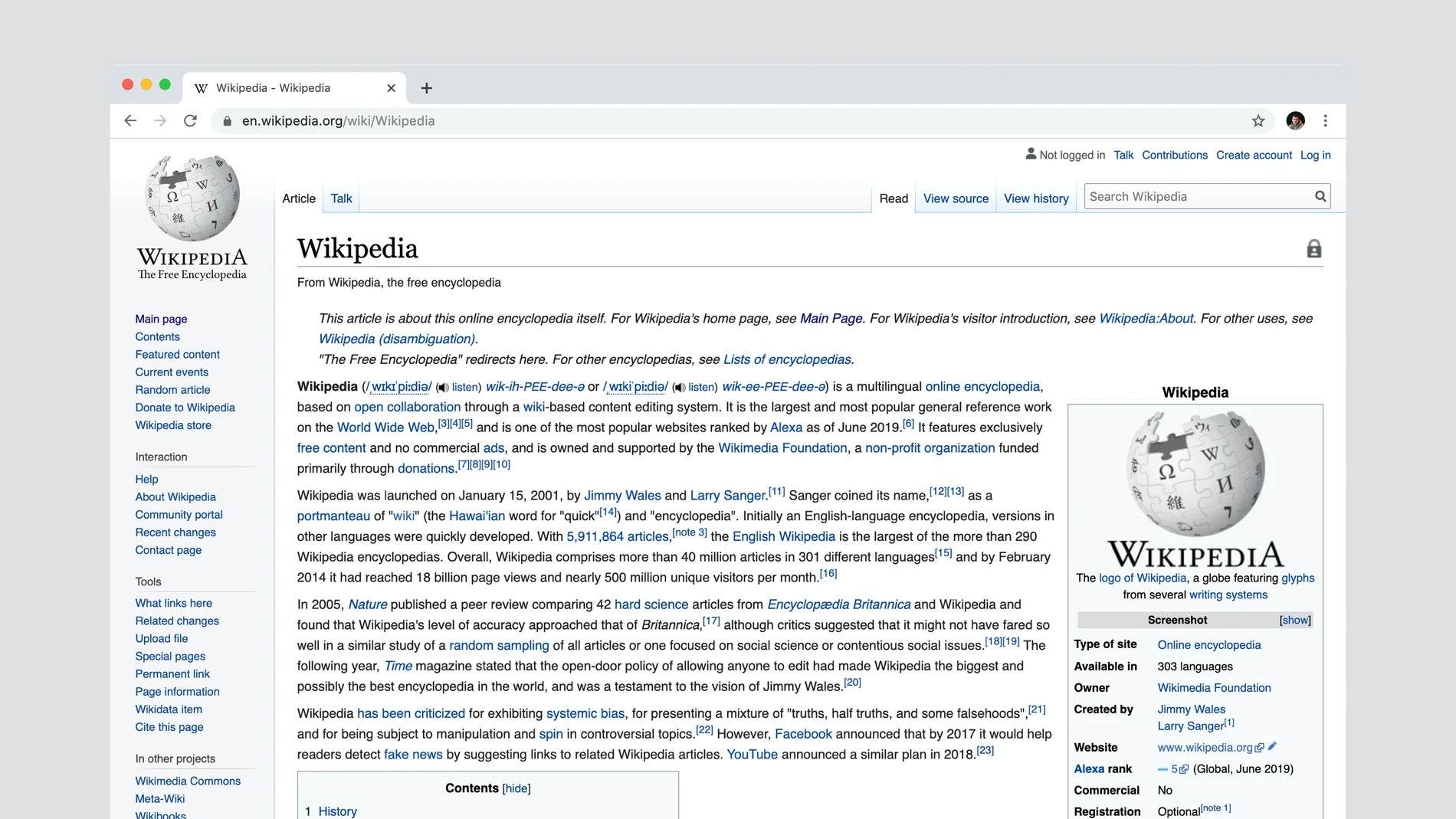 Wikipedia en la Wikipedia
