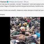 Este es el mensaje de la hermandad tras la tragedia de Melilla, junto a una imagen de los cuerpos de las víctimas agolpados en el suelo