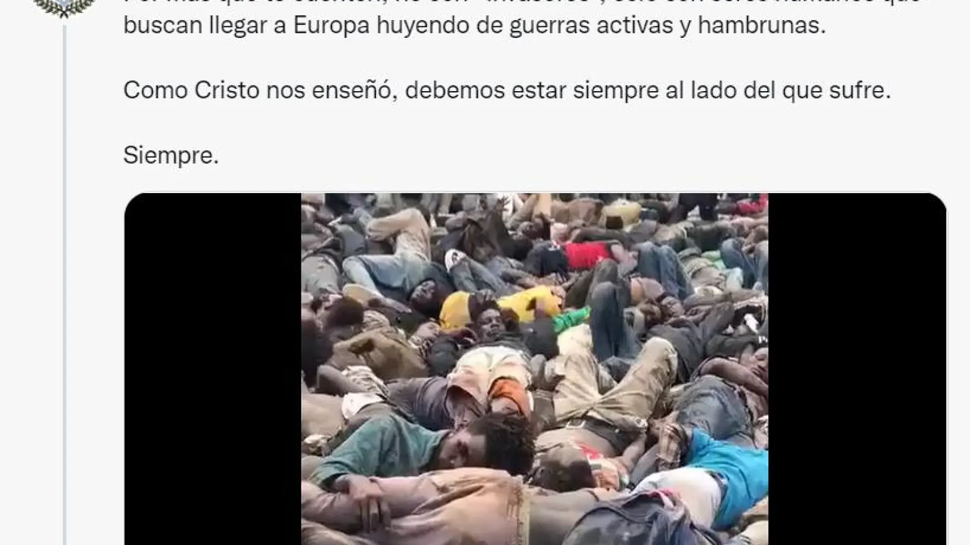 Este es el mensaje de la hermandad tras la tragedia de Melilla, junto a una imagen de los cuerpos de las víctimas agolpados en el suelo