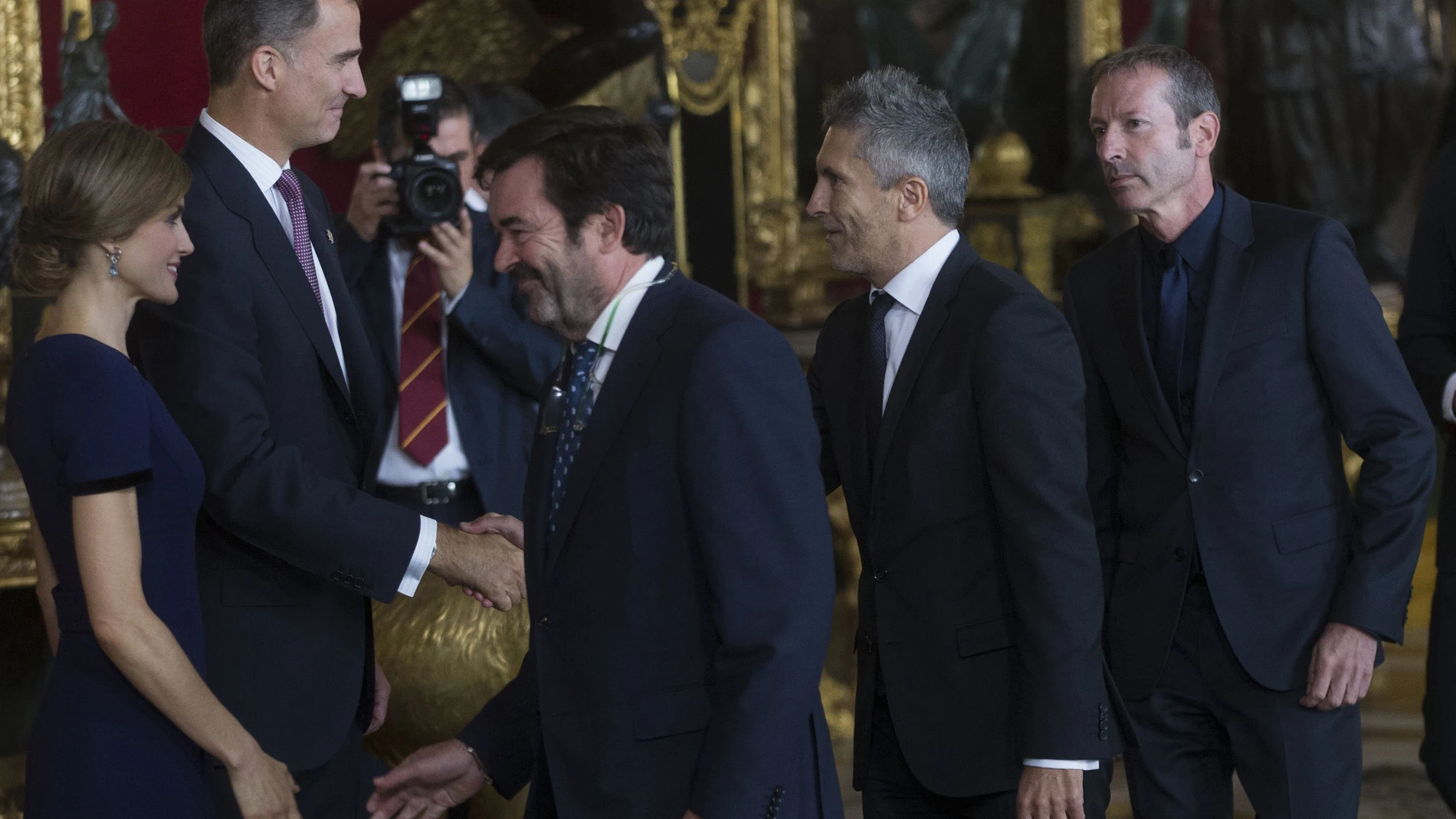 Fernando Grande-Marlaska durante la recepción oficial ofrecida en el palacio real por los Reyes Felipe VI y Doña Letizia, con motivo de la fiesta nacional
