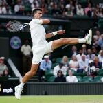 Novak Djokovic, durante su partido de octavos de final de Wimbledon ante Tim Van Rijthoven
