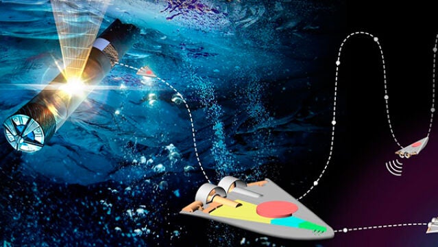 Concepto de los robots SWIM liberados por la sonda que ha atravesado la capa de hielo hasta alcanzar el océano subsuperficial.