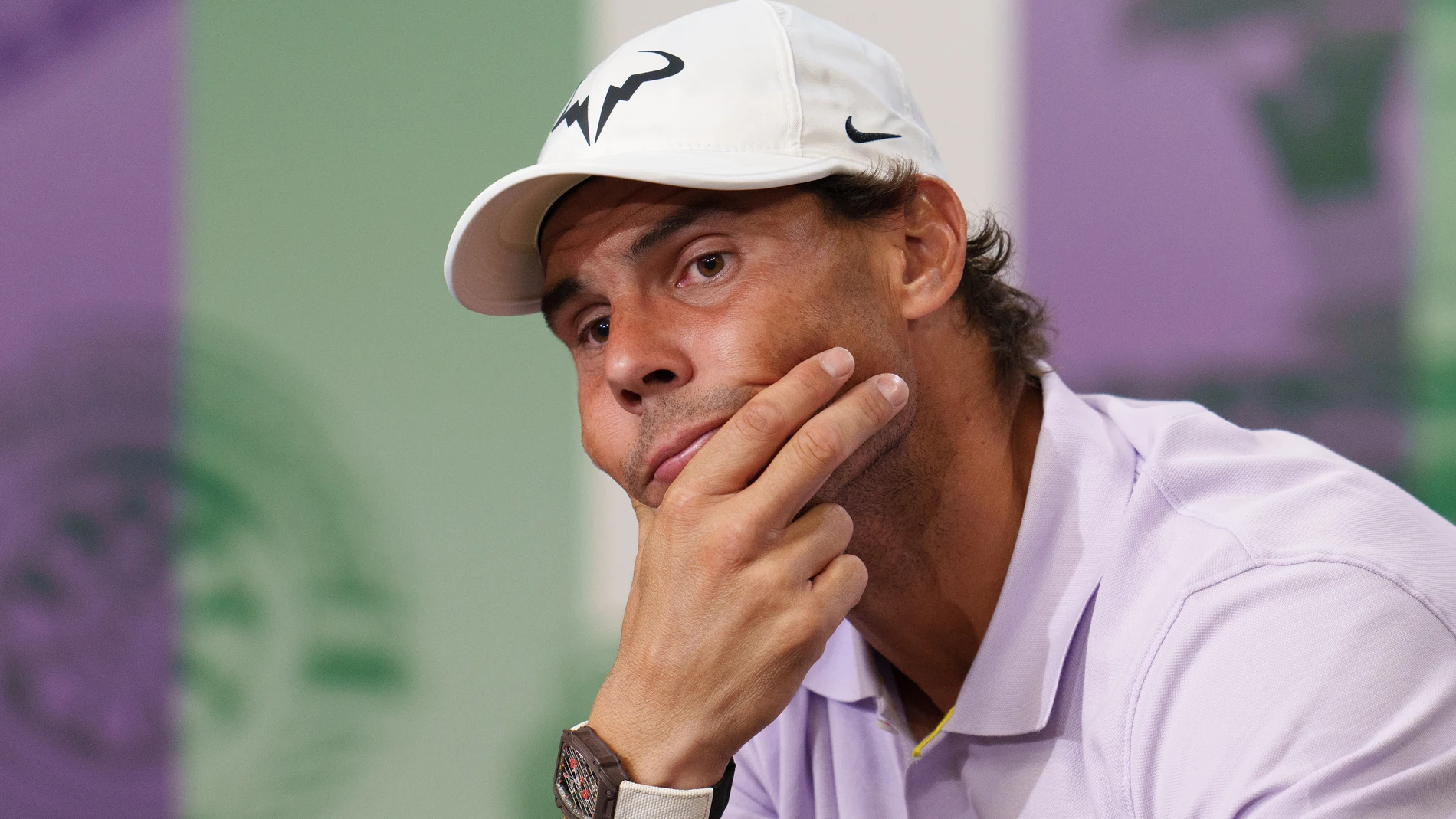 Rafa Nadal, en la conferencia de prensa en la que anunció su retirada de Wimbledon.