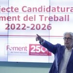 Josep Sánchez Llibre durante la presentación de los apoyos a su candidatura para las elecciones a la presidencia de Foment del Treball. EFE/ Quique García
