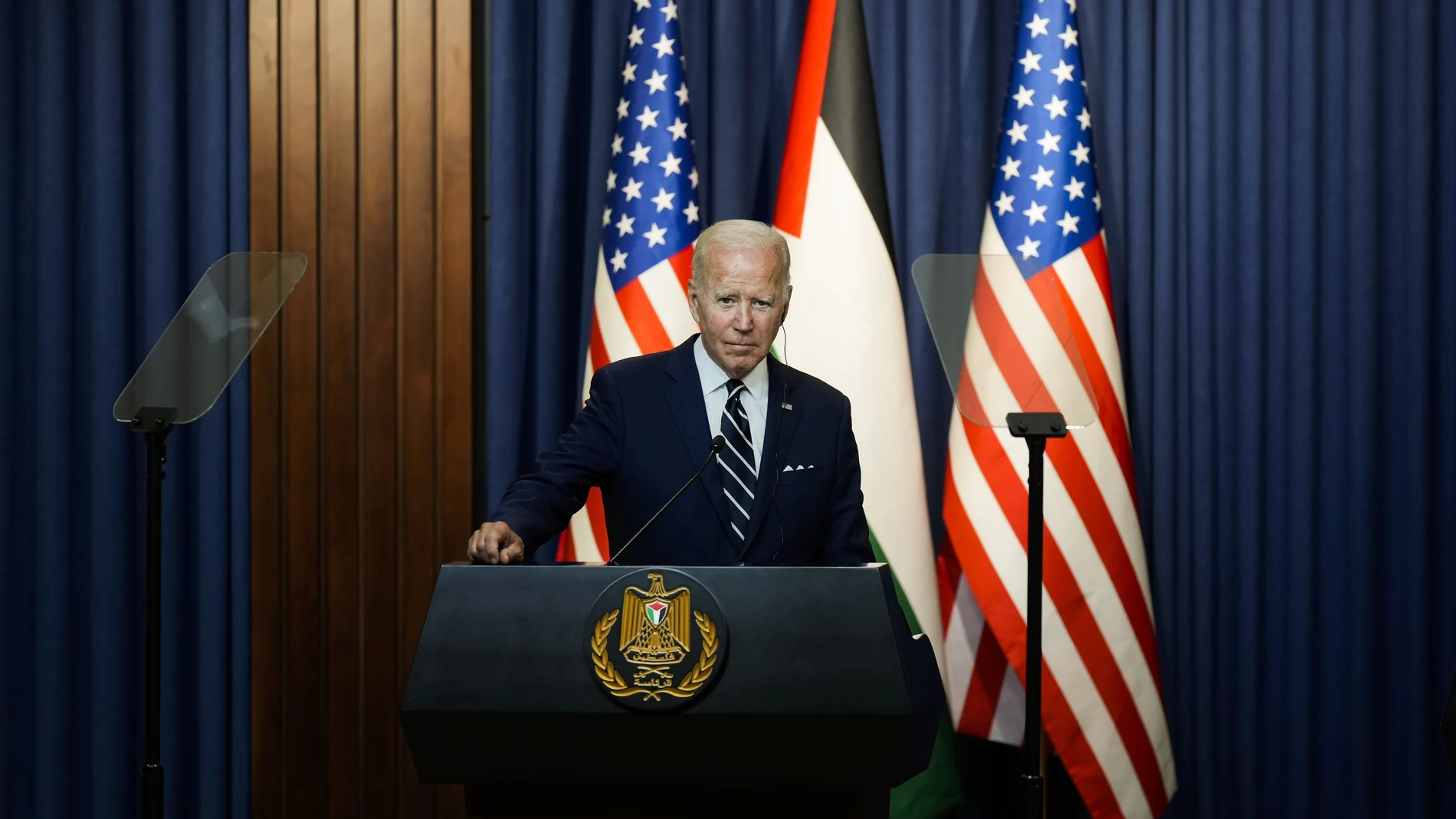 El presidente de Estados Unidos, Joe Biden, July 15, 2022. (AP Photo/Majdi Mohammed)